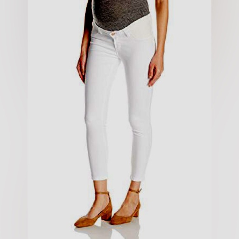 Ripe Women's Maternity White Ankle Jeans Jeggings Skinny straight leg Size 8 Med